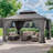 12' x 14' Outdoor Gazebo with Double Curtains, Ventilated Roof Mosquito Net and Sturdy Iron Frame for Patio Garden or Backyard-108053069