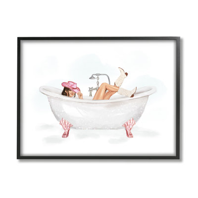 Glam Cowgirl in Tub by Ziwei Li Single Picture Frame Print on Canvas