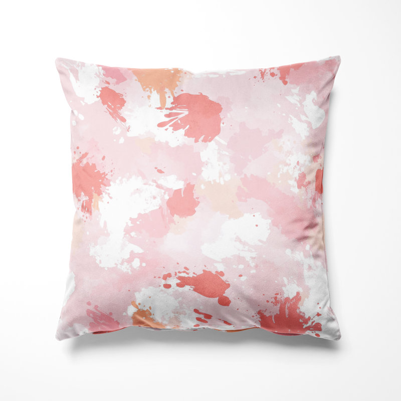 Coussin décoratif abstrait Abstract - rose et blanc, H 16 po x l 16 po