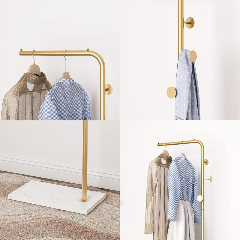 Moonzarin Steel Freestanding Coat Rack, Gold