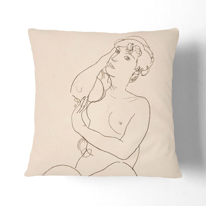 Study Of A Naked Woman Vol.3 Square Throw Cushion, 55cm H x 55cm W x 20cm D, Black
