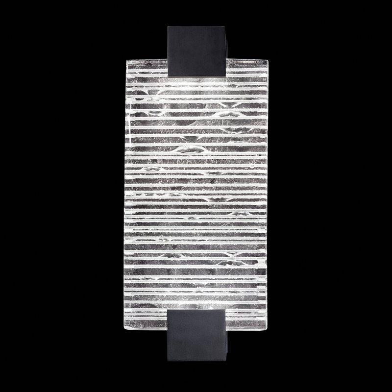 Terra LED Flush Mounted Sconce, Black, 11.75" H x 6.25" W x 3.5" D, Rake Clear