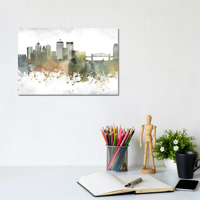 Vancouver Skyline by Wall Decor Addict - Wrapped Canvas Painting, 20.32 cm H x 30.48 cm W