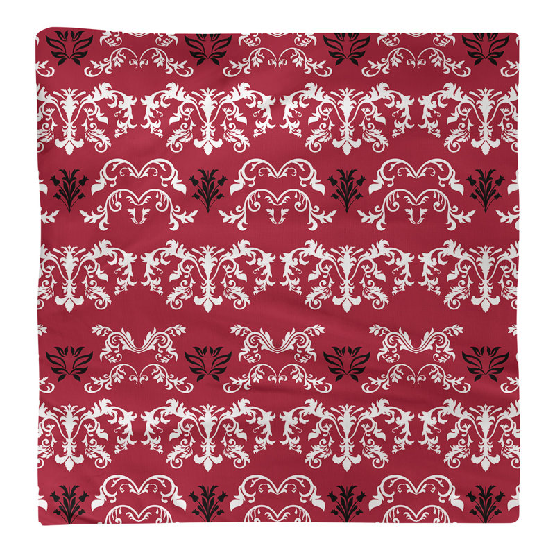 Damask Square Napkin, White/Red/Black, Polyester, 22" W x 22" L