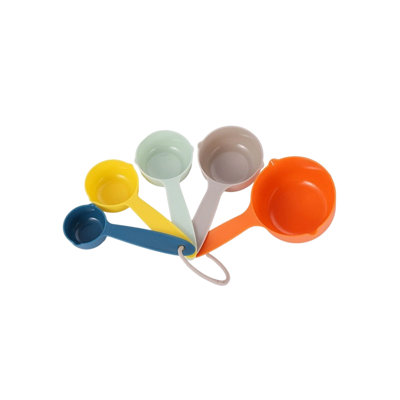 Plastics measuring cup Set of 5 Measuring Cups and Spoons Dualss Spout Double Sided Scales Plastic with Hanging Ring for Kitchen  baking