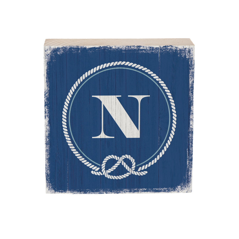 Coastal Wooden Plock Monogram Nautical 6" N