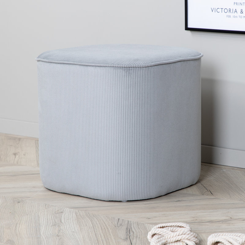 Darene 44cm Wide Round Pouffe Ottoman, Grey Velvet