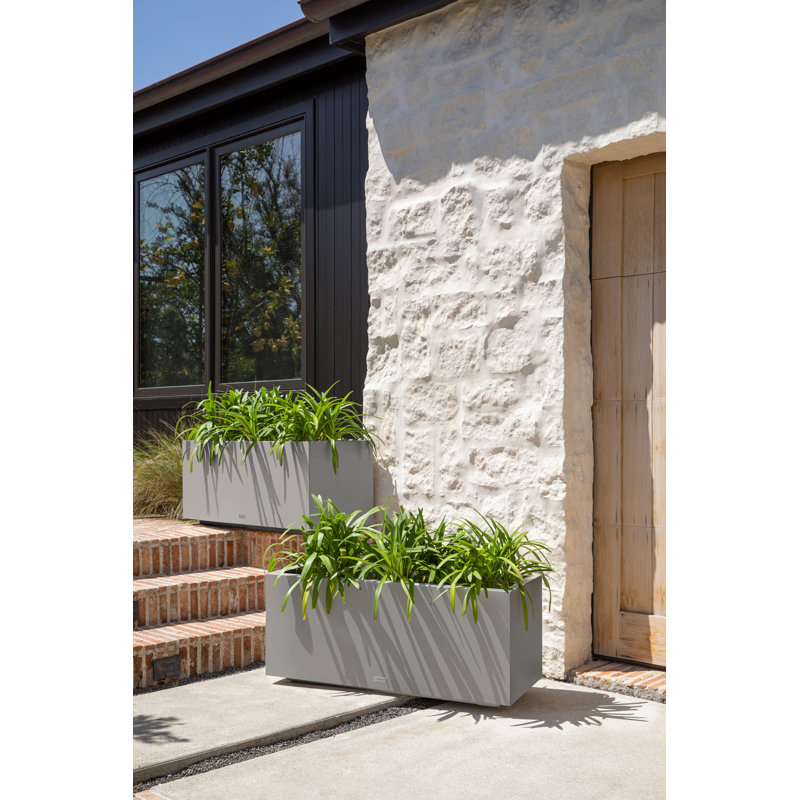 Block Series Long Box Planter, Gray, 16” H x 38” W x 15” D