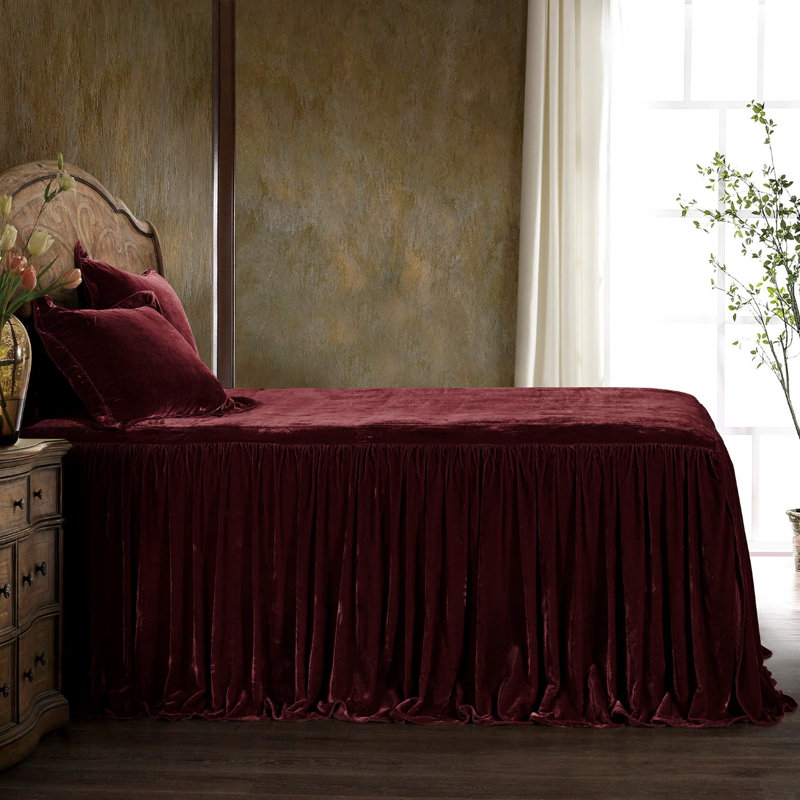 Ensemble de couvre-lit Stella, Couvre-lit simple + 1 taie décorative standard, Rouge grenat