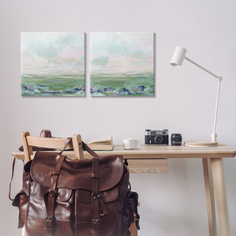  Abstrait dégradé, paysages, ensemble de 2 toiles sur toile par June Erica Vess, H 17 po x l 17 po