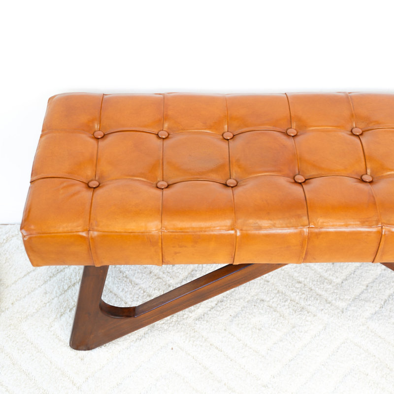 Lawrenson Genuine Leather Upholstered Bench
