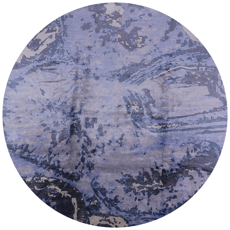 Tapis abstrait bleu, Rond 4 pi