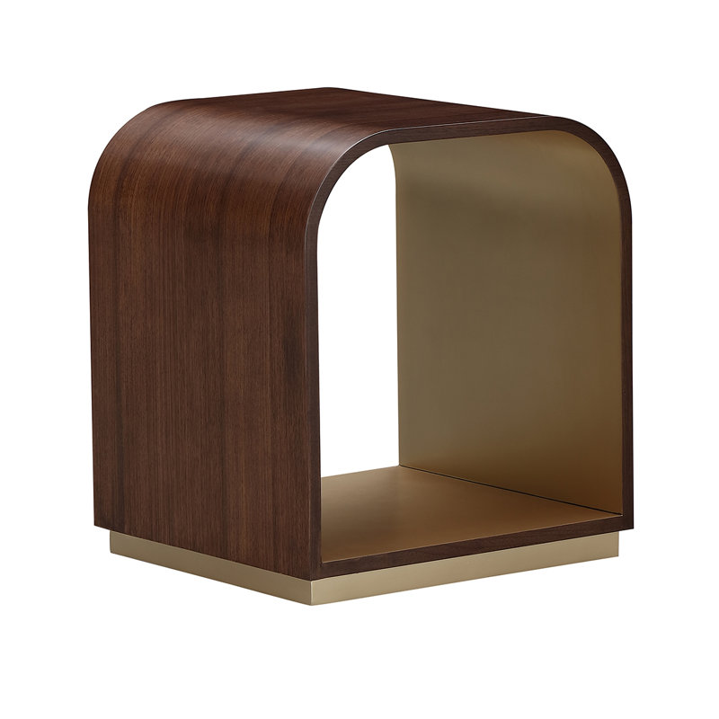 Houston Curved Modern End Table - Walnut