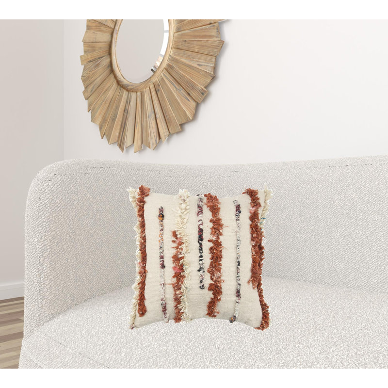 Fringed Throw Pillow, Orange