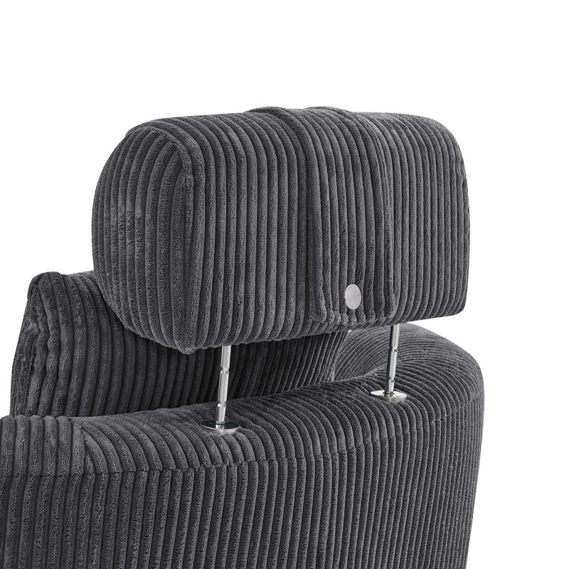 Sudbury Upholstered Swivel Armchair with Ottoman, Dark Gray Corduroy