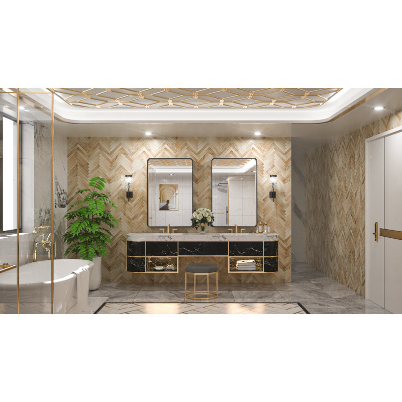 Miroir d'appoint Tyro, 48 po x 30 po, Noir mat, Rectangulaire
