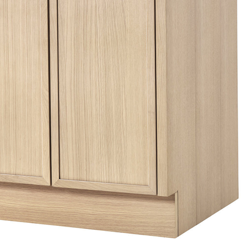 Ariel Kelly 61 Inch Double Rectangular Sink Bathroom Vanity With Italian Carrara Marble Countertop, Oak