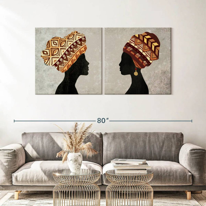 African Women With Turbans Multi Piece Canvas Print, H 30 po x l 61 po x 1,25 po
