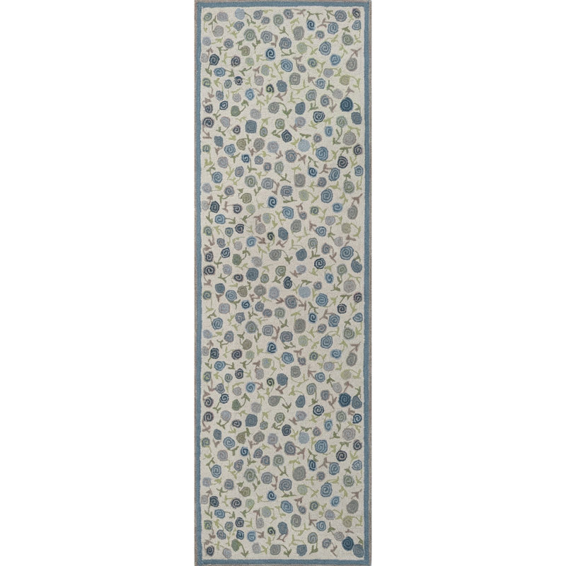 Florals Area Rug, 2'6" x 8', Navy