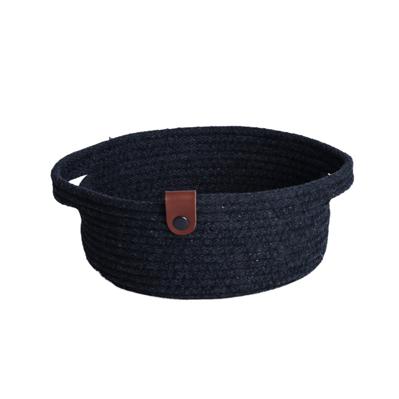 Ensemble de paniers en coton fait à la main 3 pièces, corde de jute noire, 7,9 x 7,9 x 3,1 pouces | 100% coton, durable et élégant | Parfait pour l'organisation à la maison, les solutions de rangement et l'utilisation décorative