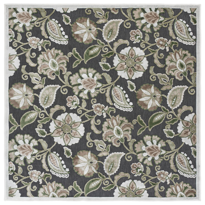 Tapis Cabana 432 à motif floral pour intérieur/extérieur, Square 6'-5