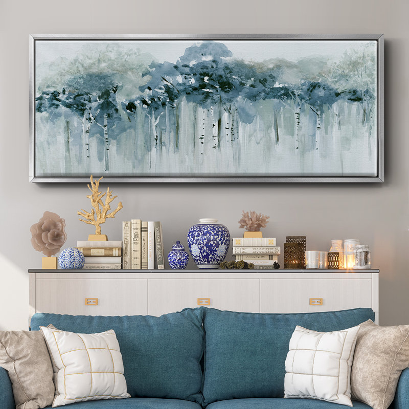Blue Birch Morning - toile encadrée, H 8 po x l 20 po