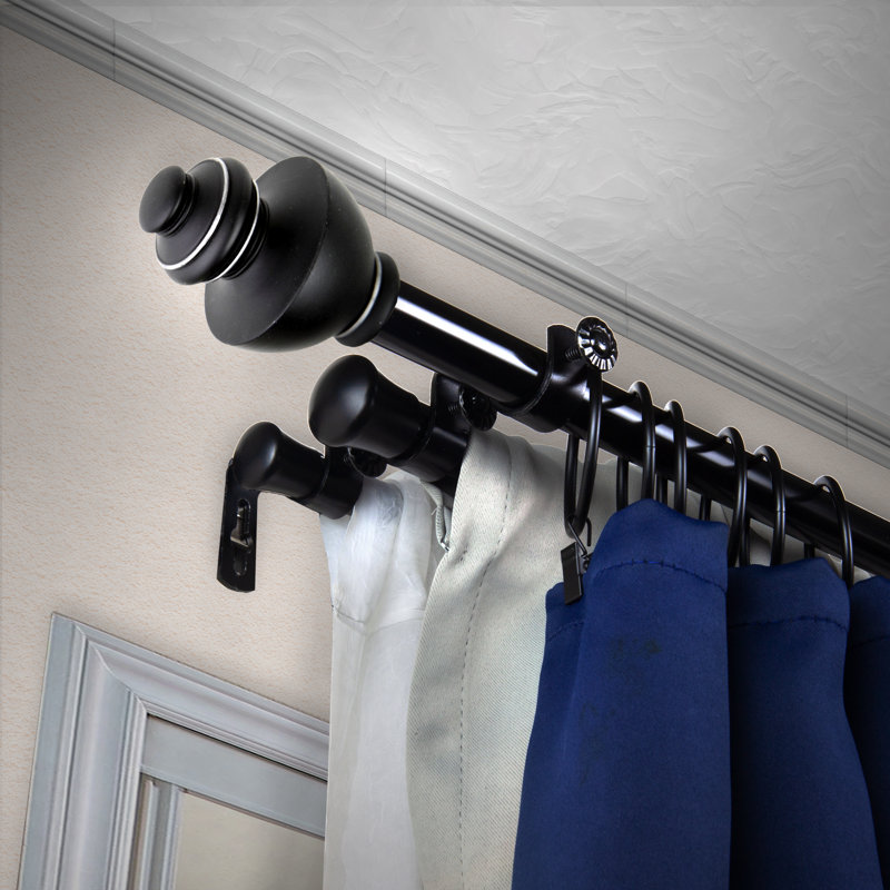 Tringle à rideaux simple réglable triple 0,81 po Gallaway, De 28 po à 48 po de largeur, Noir