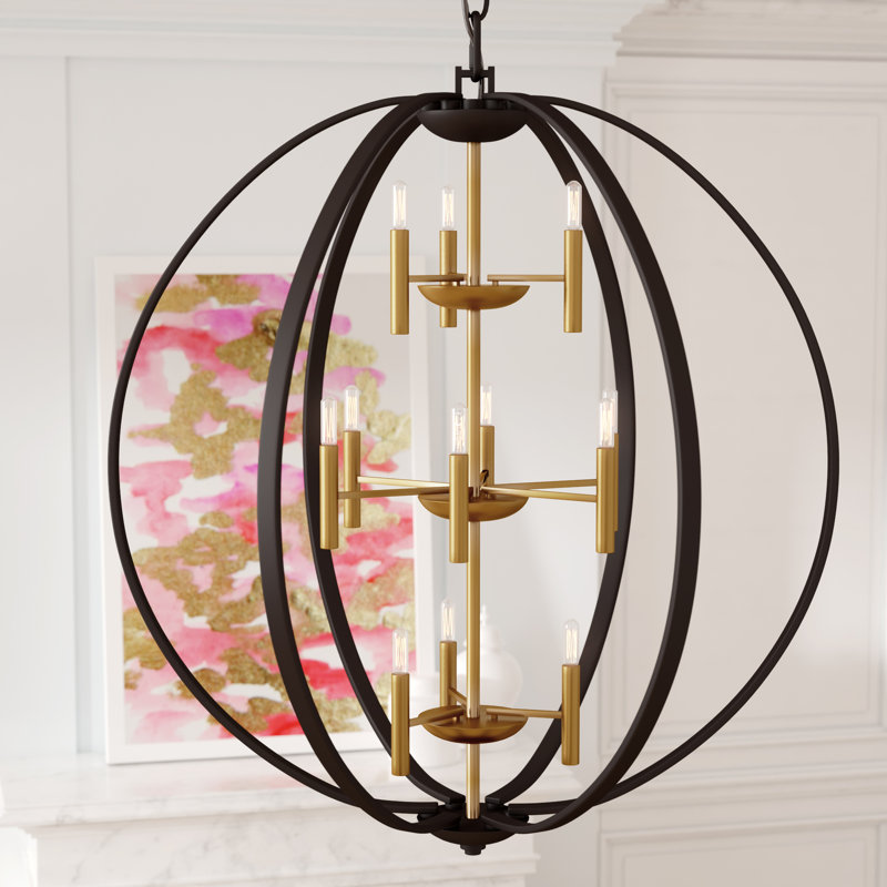Euclid 16 - Light Candle Style Globe Chandelier, Spanish Bronze