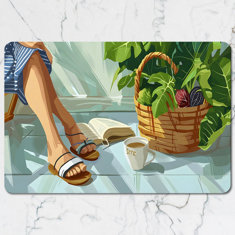 Relaxing Botanical Placemat And Coaster Set With Green Leaves
