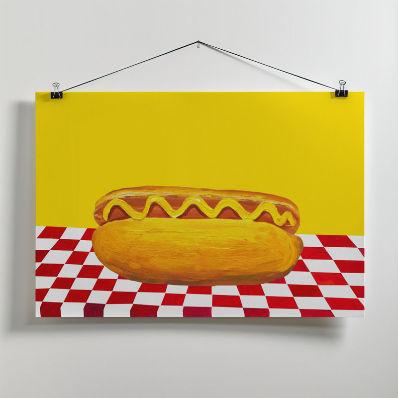 Hot Dog With Mustard Check Yellow