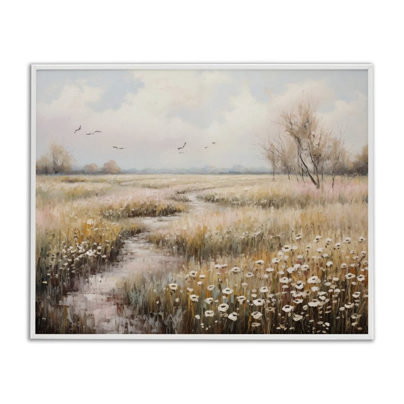 Giclée encadrée, "Wildflowers" par Arlington Prints, H 16 po x l 20 po, Estampe numérique encadrée blanc bord de mer
