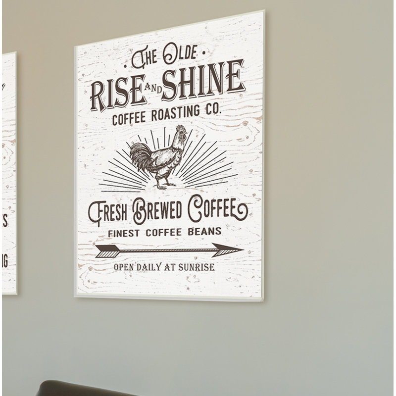Signe rétro «The Old Rise and Shine Coffee Roast Company» par Lettered and Lined - reproduction d'art textuel sur toile