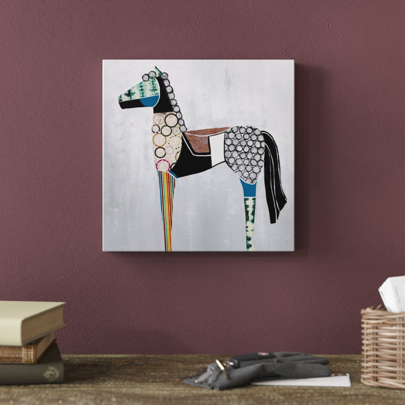 « cheval play », peinture sur toile, Toile tendue, H 12 po x l 12 po x p 1,25 po