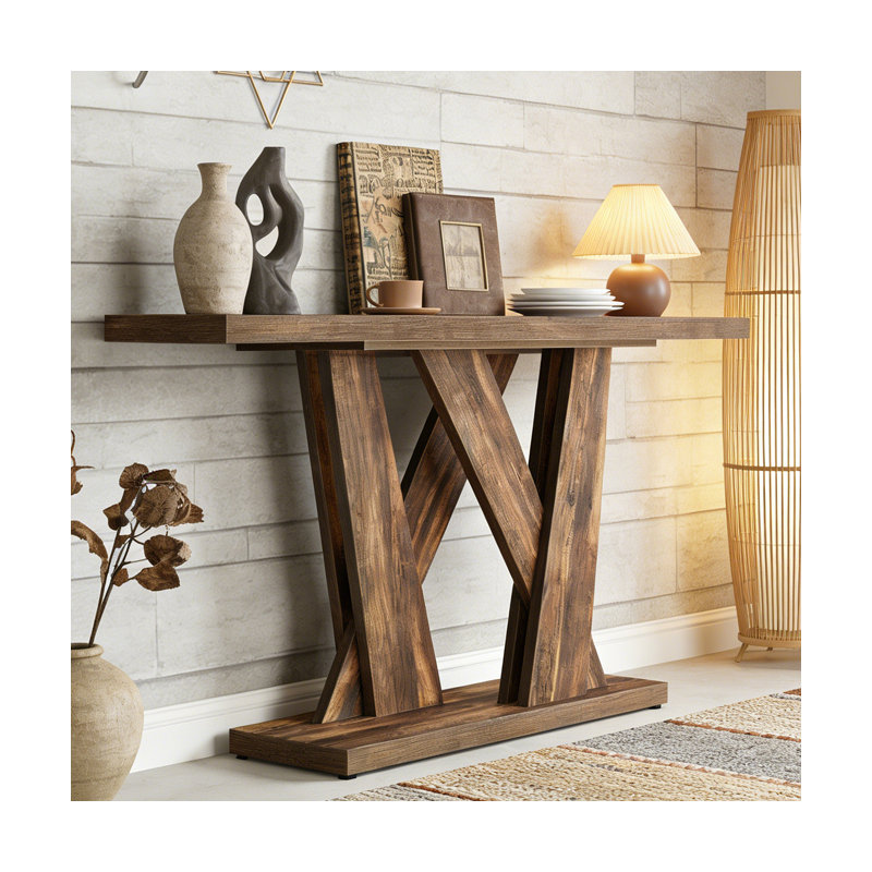 Console d'entrée de style campagnard avec base géométrique