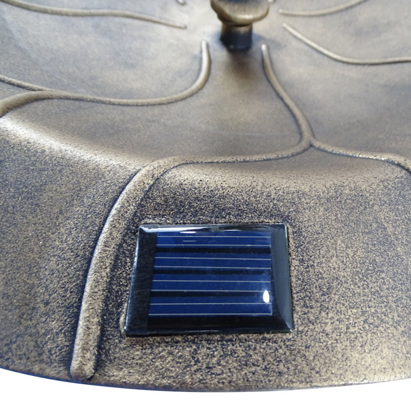 41" Gold Solar Birdbath with Birds and LED Light