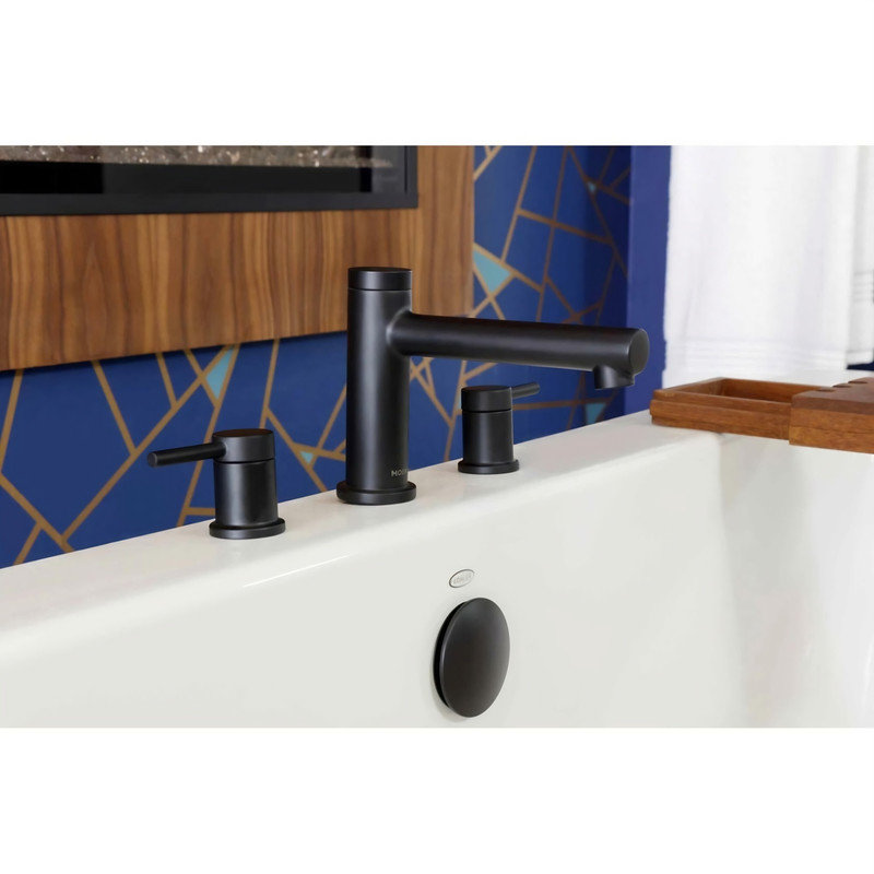 Garniture de robinet de baignoire romaine à deux poignées Align, Noir mat