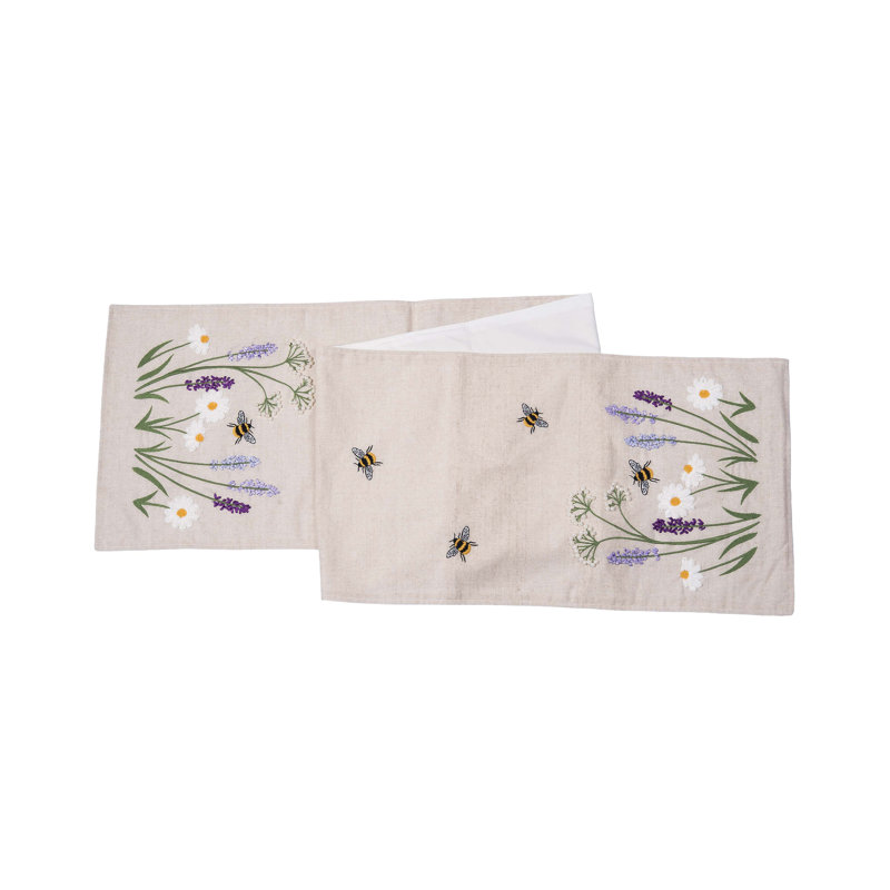 Lavender & Bee Garden Embroidered Table Runner