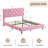Queen Platform Bed Frame with Upholstered Headboard Wood Slats No Box Spring Needed Sturdy Metal and Wood Support Easy Assembly Pink-1209085168