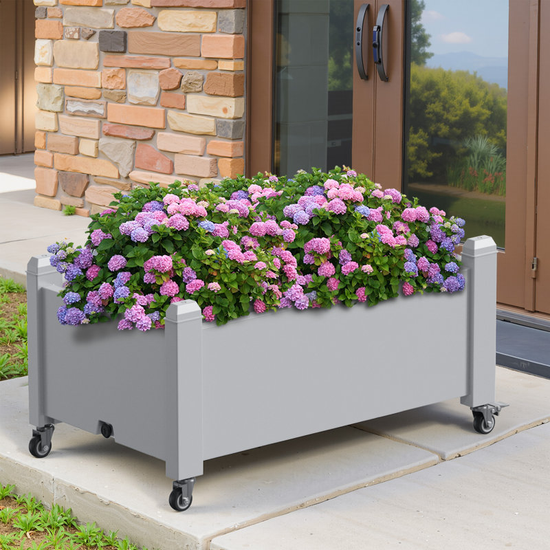 P 17,72 po x l 30,04 po x H 17,56 po, jardinière mobile à arrosage automatique avec roues - Lit de jardin surélevé avec réservoir d'eau intégré