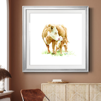 Vache et veau - Peinture encadrée