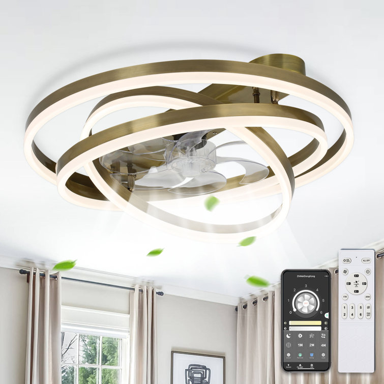 Herrada 20" Space-Saving Flush Mount Ceiling Fan with Adjustable Dimmable LED Light Kit