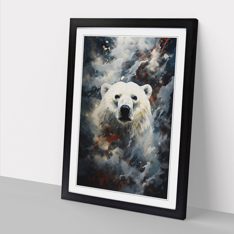 Polar Bear Symbolism - Single Picture Frame Print on Wood, Black, 46cm H x 34cm W x 2cm D