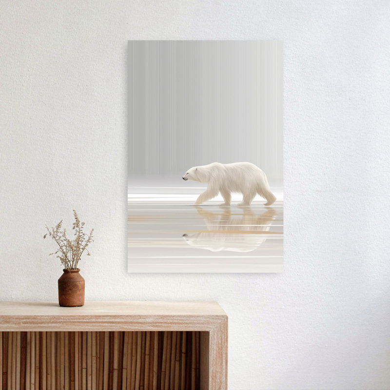 Ours polaire arctique, réflexion, minimaliste, pacifique, ours, paysage, nature, art mural, H 24 po x l 16 po