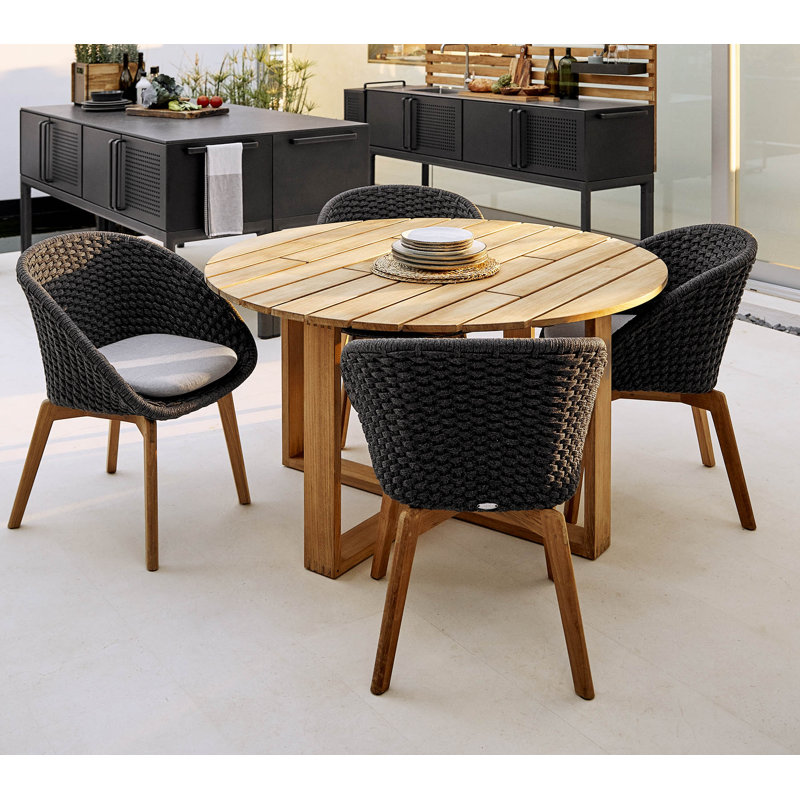 Endless Outdoor Round Teak Dining Table, 29.6" W x 29.6" L x 29.2" H