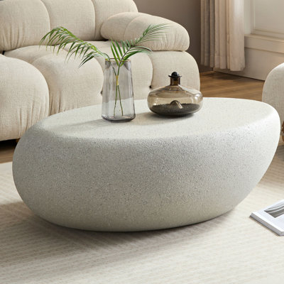 Table basse en fibre de verre pour l'intérieur, elliptique de 43,94 po, pierres mattes, meubles elliptiques sans assemblage, requis pour la décoration de la chambre