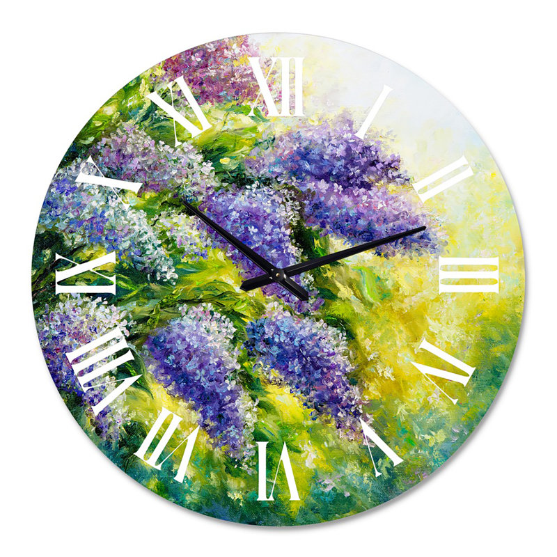 Lilas arbre dans le jardin impressionnisme - horloge murale traditionnelle, Grand