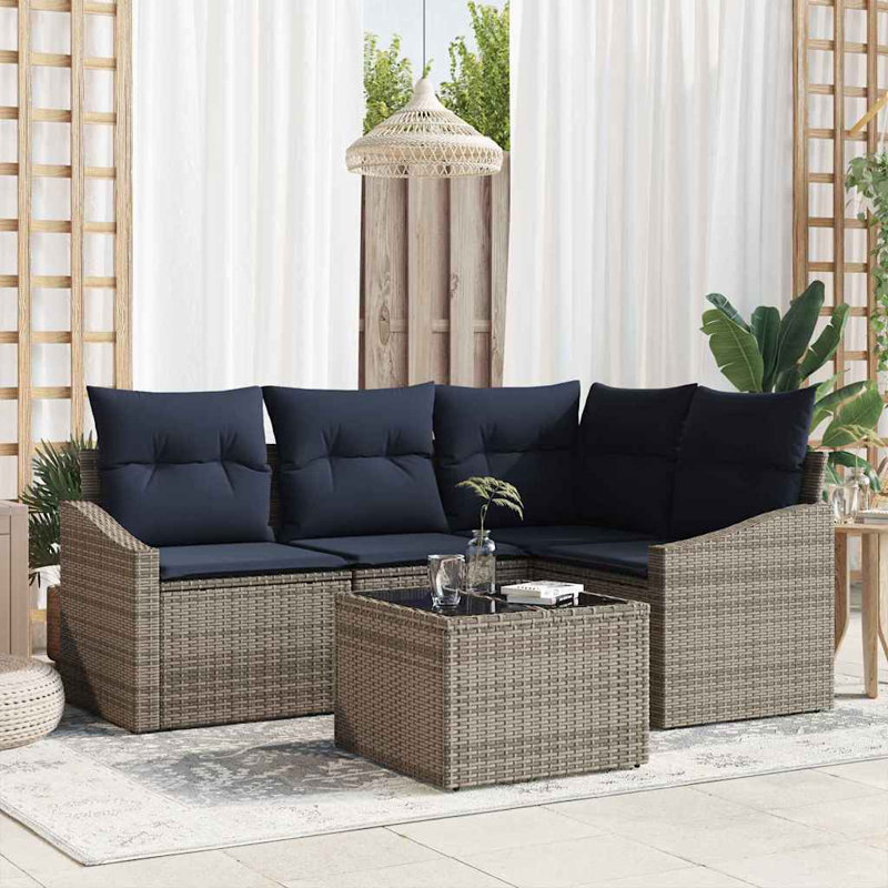 Ensemble de canapé avec coussin vidaXL 5 pièces vidaXL, Coussin bleu marine / structure grise