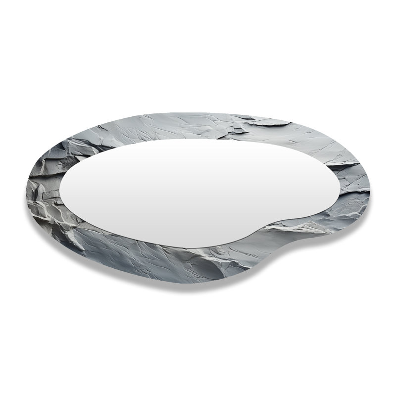 Gray Stone River IV - Formes asymétriques abstraites - Grand miroir mural moderne