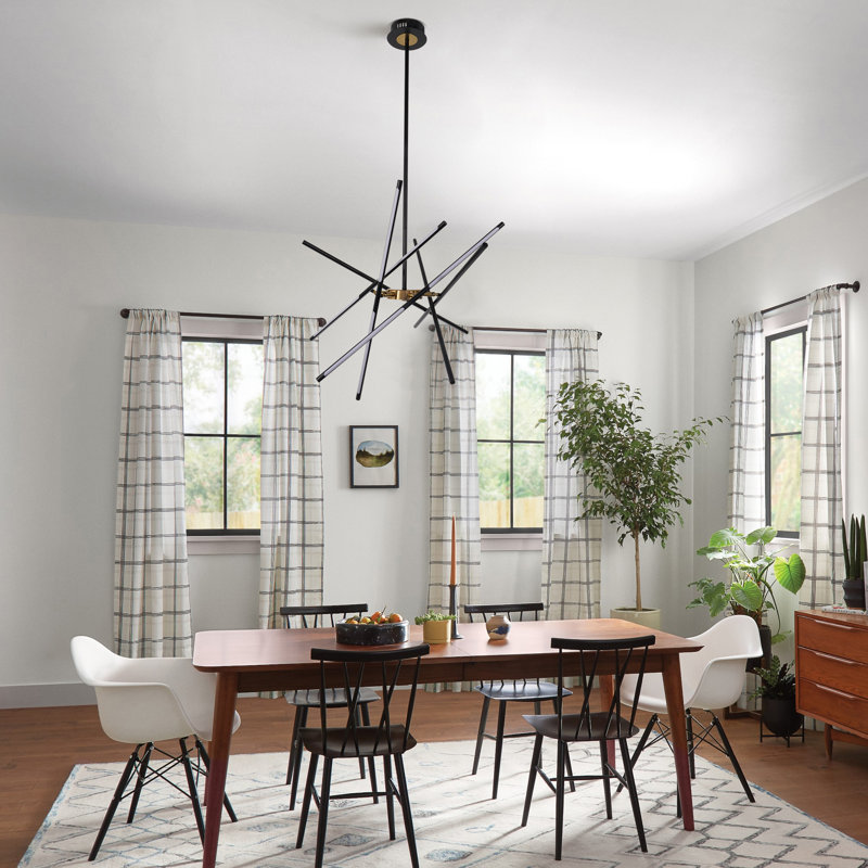 Modern Black Chandelier Light Fixtures - LED 12-Lights Dining Room Linear Chandelier