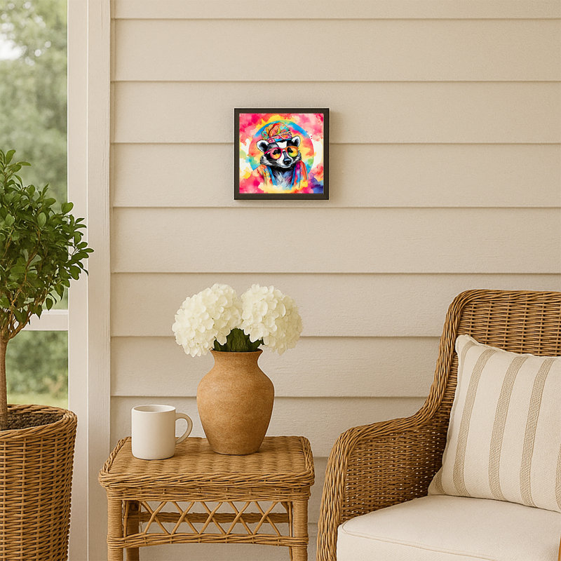 Hippie Animal Badger Framed Metal Print